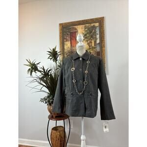 Company Collection Womens Suit Collared‎ Long Sleeve Button Up Gray Size 10